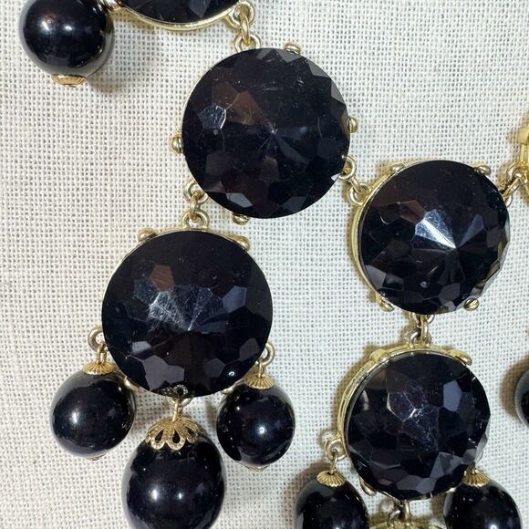 J Crew Necklace Black Bubble Runway Necklace Chic Dark Academia Dark Goth 30” - Picture 4 of 12